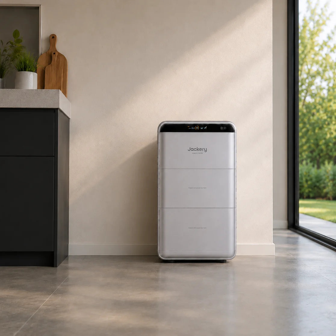 Thuisbatterij geplaatst in een bijkeuken