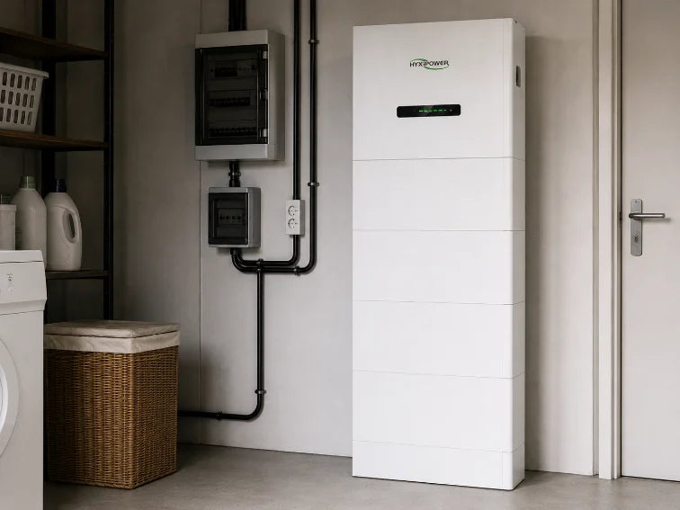 Thuisbatterij in een technische ruimte naast de meterkast